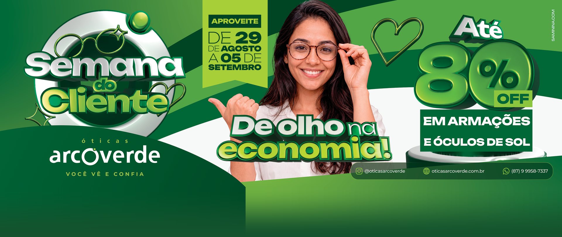 Semana do Cliente 2026: até 80% OFF em armações e óculos de sol, de 29 de agosto a 5 de setembro